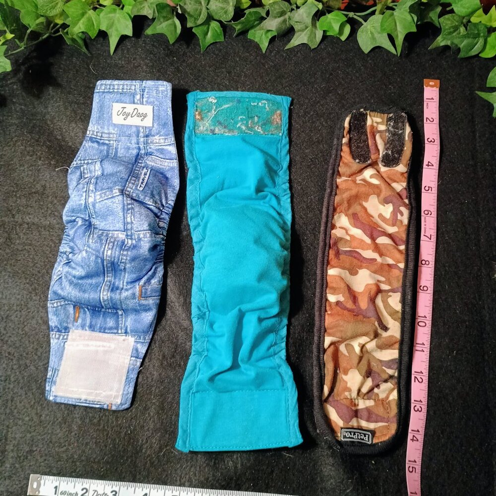 Doggie Belly Bands Denim, Camo & Blue Washable Reusable Male Wraps (Set of 3) - Picture 3 of 3